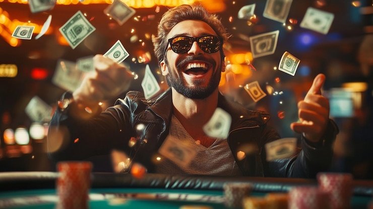 Pengguna membaca syarat bonus di ponsel